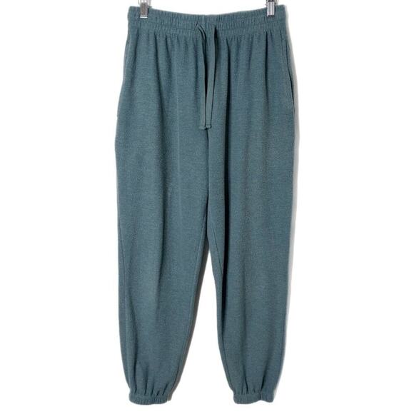 Forever 21 Women's Terrycloth Jogger Sweatpants S Green Drawstring Loungewear - Picture 1 of 8